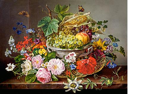 Still Life With Flowers & Fruit Basket (2000 pieces)