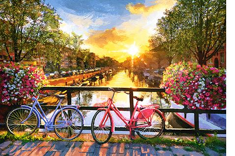 Picturesque Amsterdam With Bicycles (1000 pieces)