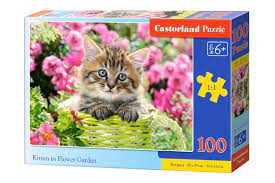 Kitten in Flower Garden (100 pieces)