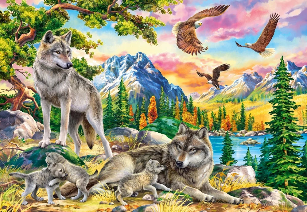 Wolf Family and Eagles (1000 pieces)