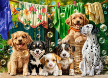 Load image into Gallery viewer, Puppies, Laundry and Bird Antics (100 pieces)
