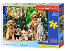 Load image into Gallery viewer, Puppies, Laundry and Bird Antics (100 pieces)

