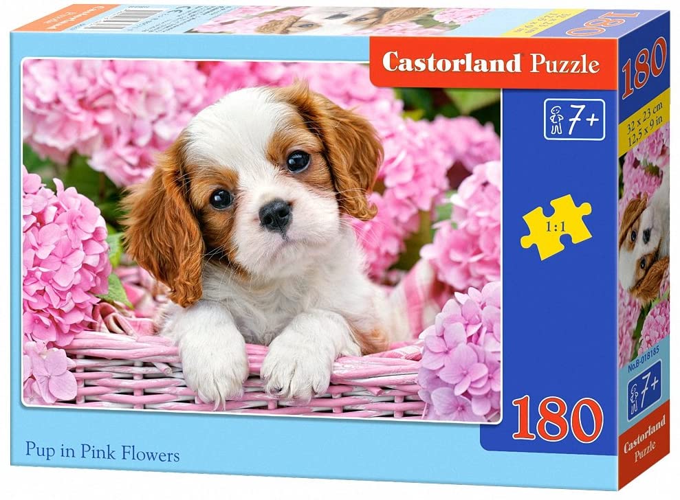 Pup In Pink Flowers (180 pieces)